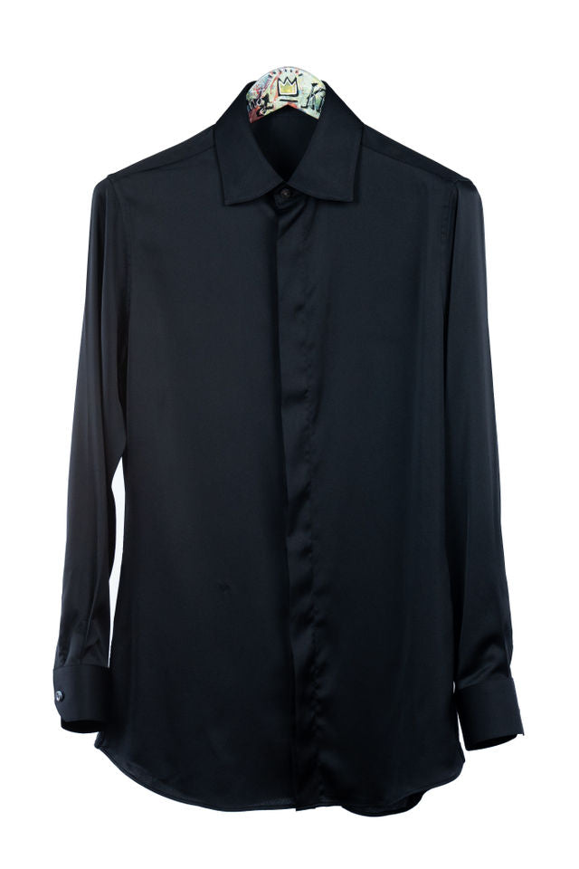 WOV Black Silk Dress Shirt